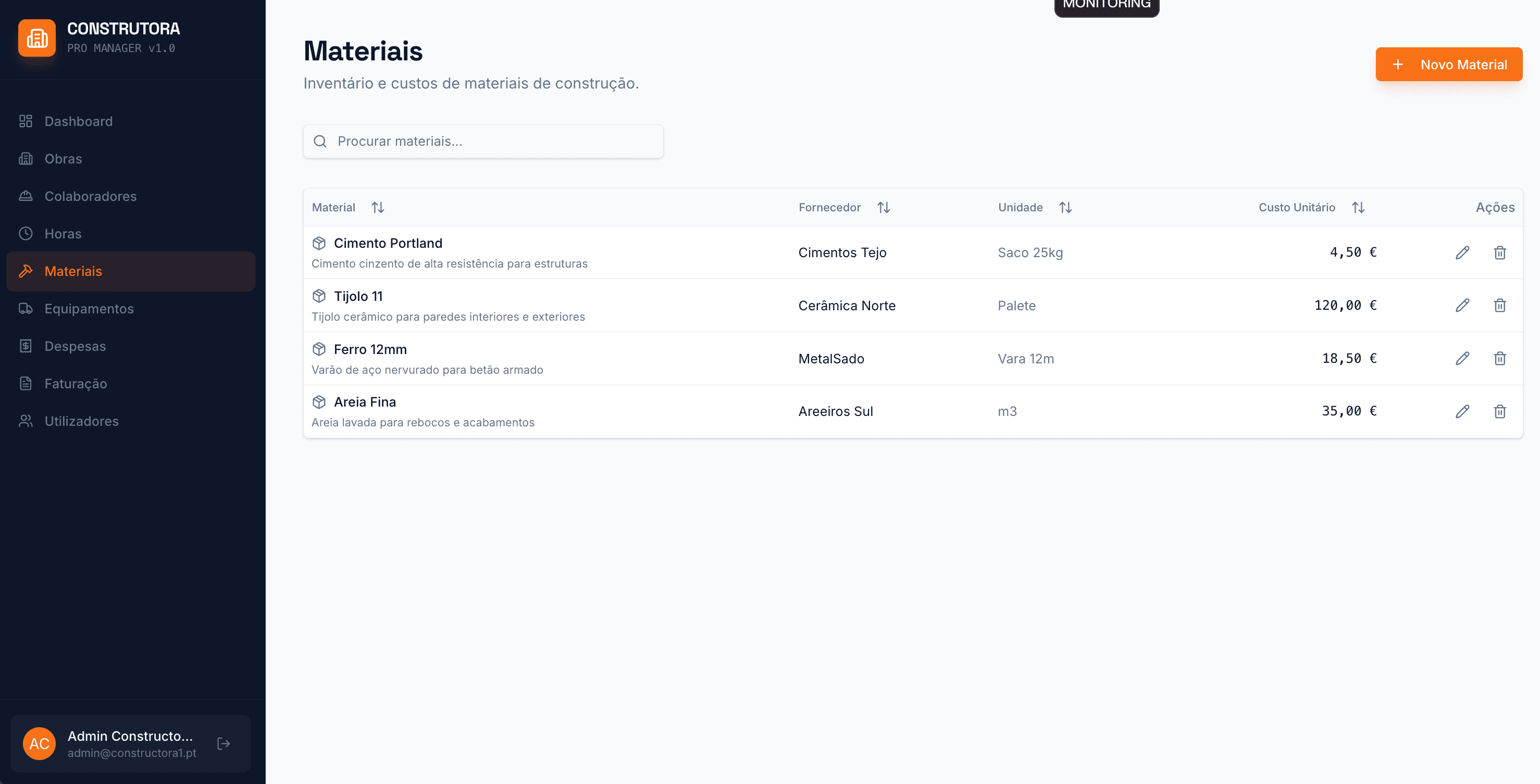Materials catalog